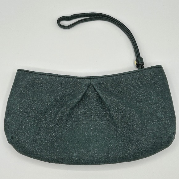 Brahmin Leather Wristlet Clutch Emerald Green Metallic‎ Evening Party Purse NWOT